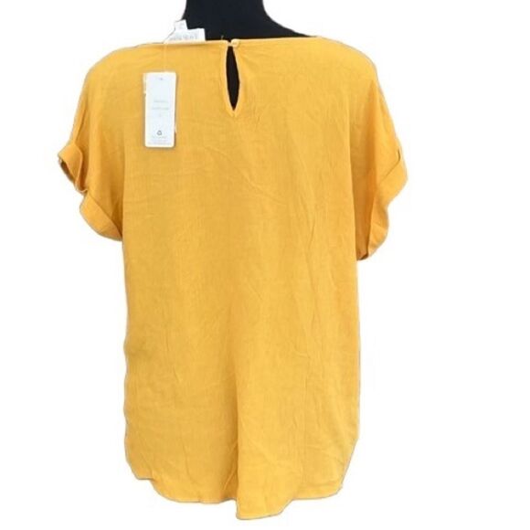 New with tags Pink Rose gold rayon knot front top with cap sleeve, size S - Picture 2 of 7